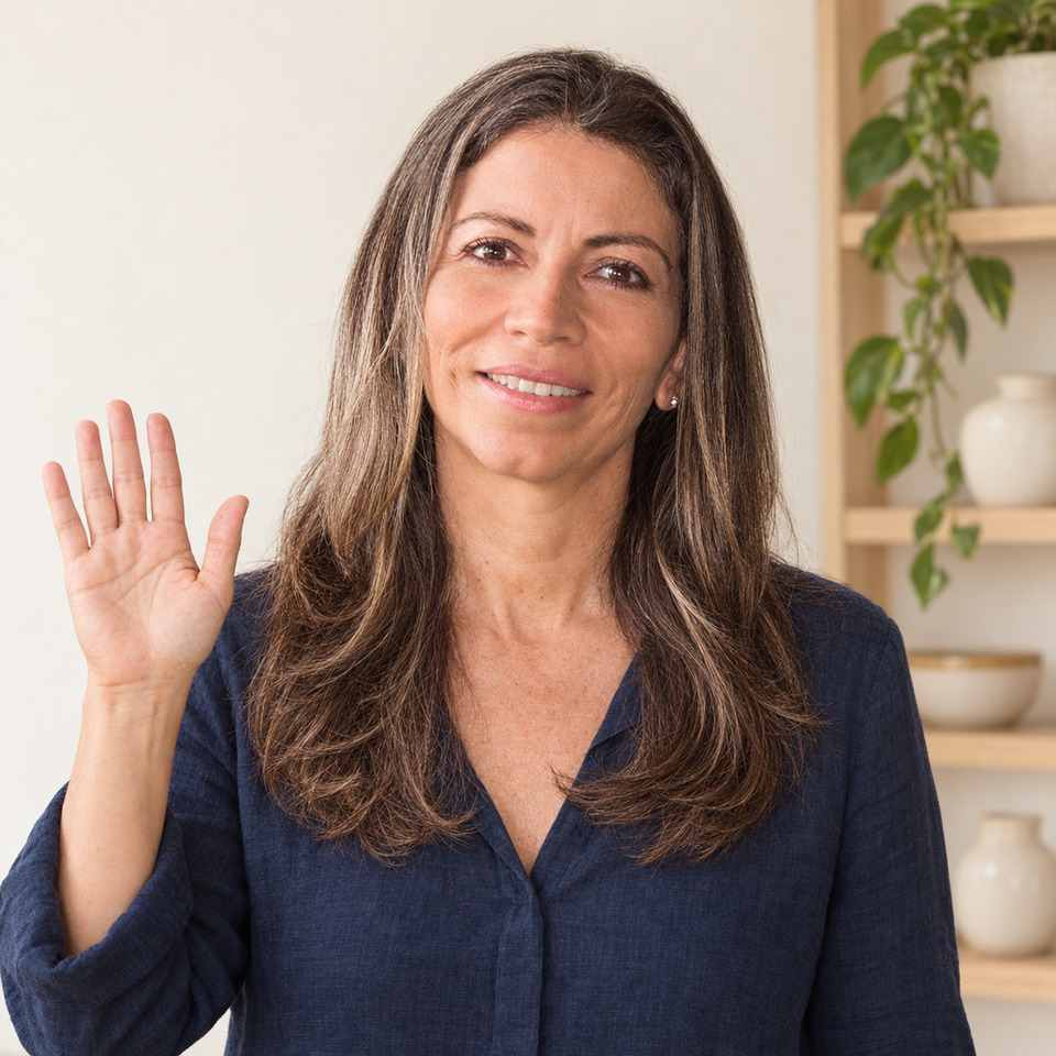 Fanny Barquero saluda con la mano